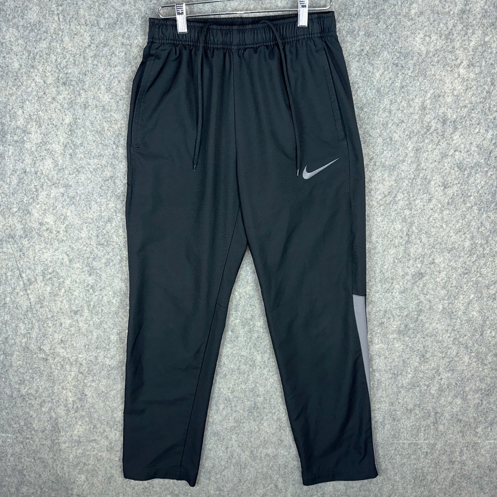 Nike Pants Mens S Black Dri-FIT Joggers Athletic Training Track Grey Stripe EUC